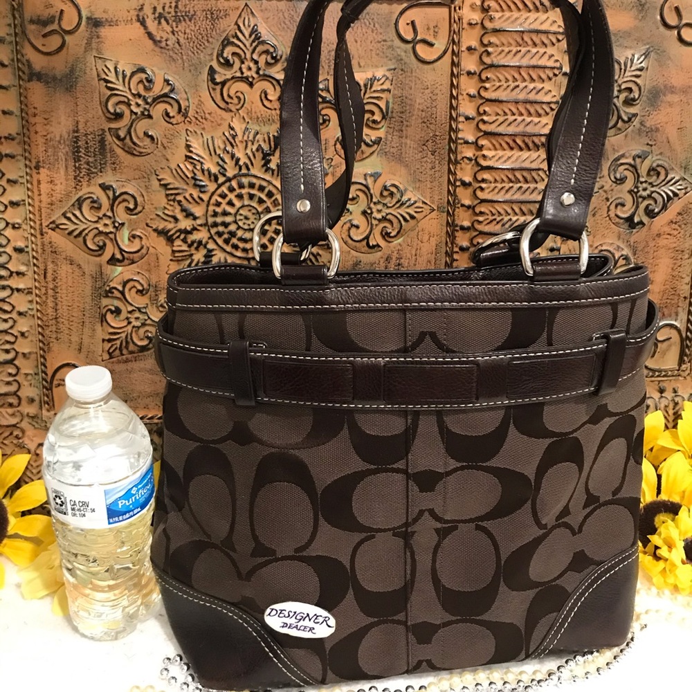 COACH Hampton Signature LTHR Trim Carryall 10264 - Picture 8 of 11